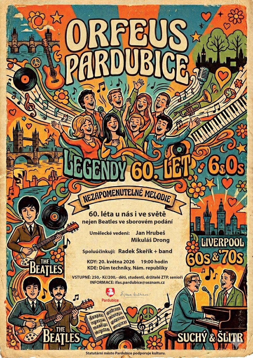 Orfeus Pardubice-Májový koncert - 60 léta u nás i ve světě - nejen Beatles ve sborovém podání