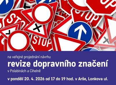 Pozvánka na veřejné projednání návrhu revize dopravního značení v Polabinách a Cihelně - 20. 4. 2026