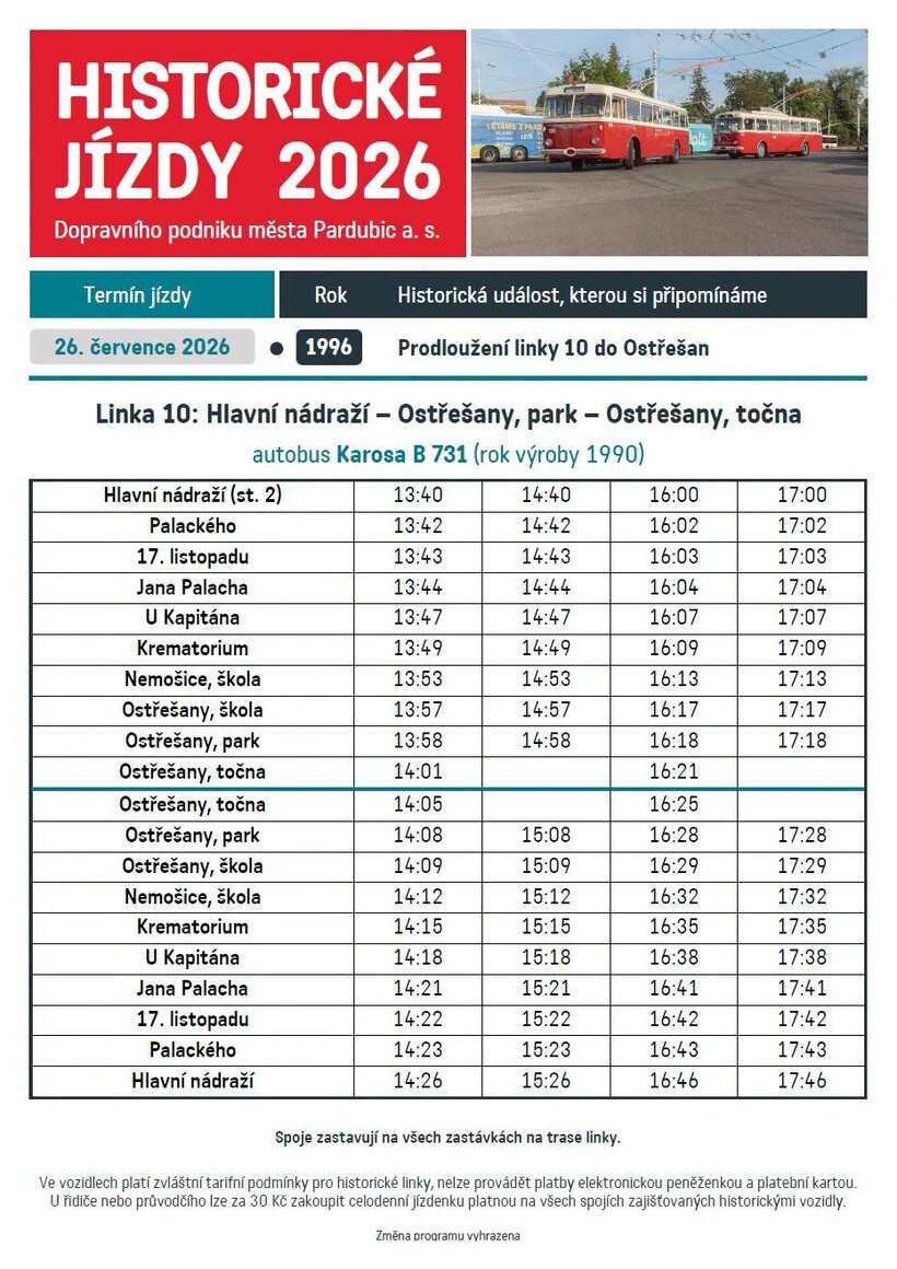 Jízdy historického autobusu - 30 let od zahájení obsluhy Ostřešan