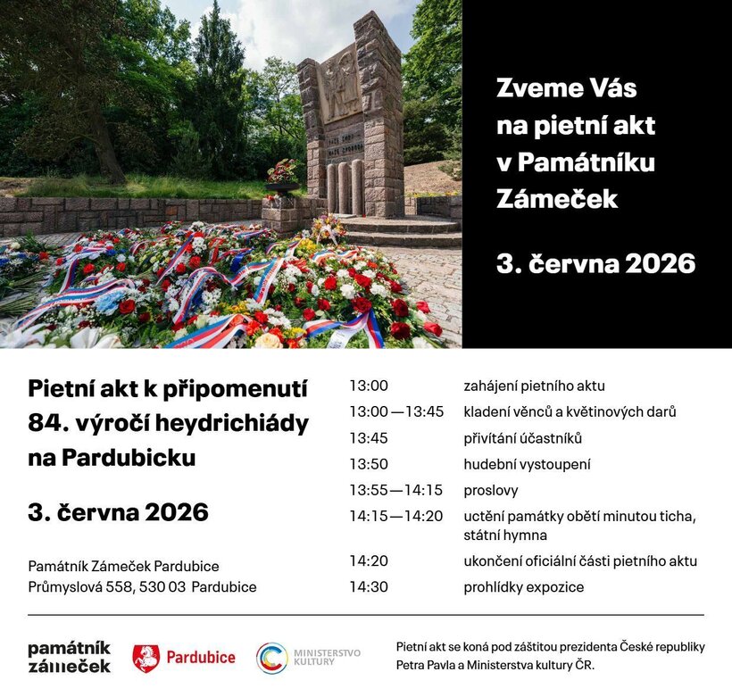Pietní akt k připomenutí 84. výročí heydrichiády na Pardubicku