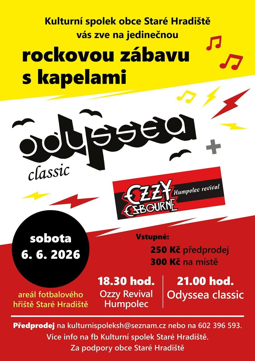 Rocková zábava - Odyssea Classic a Ozzy Revival Humpolec