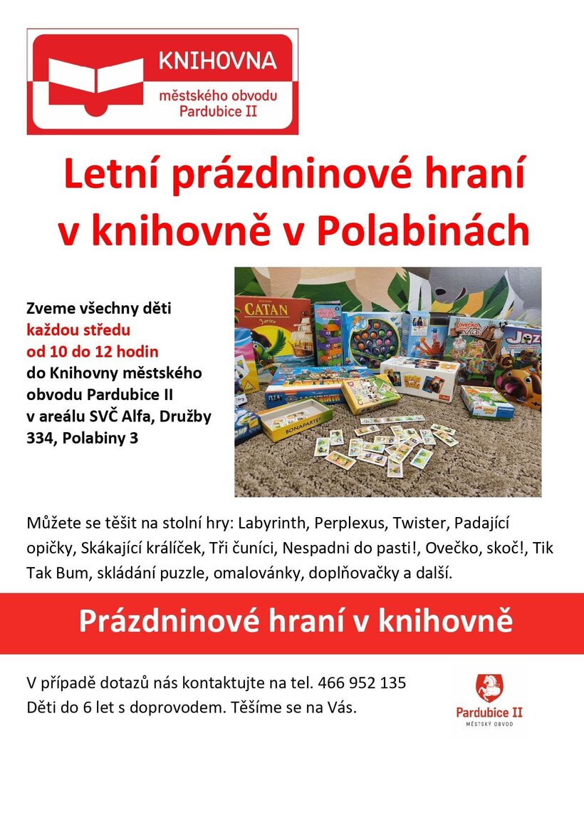 Prázdniny v knihovně - společenské hry pro děti