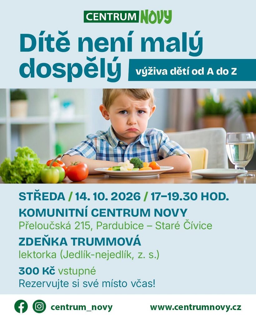 Dítě není malý dospělý - Beseda s přednáškou pro rodiče o výživě dětí jakéhokoliv věku