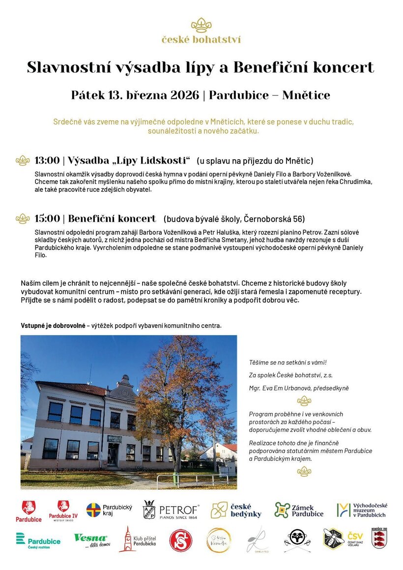 Sázení "Lípy Lidskosti" a benefiční koncert v Mněticích