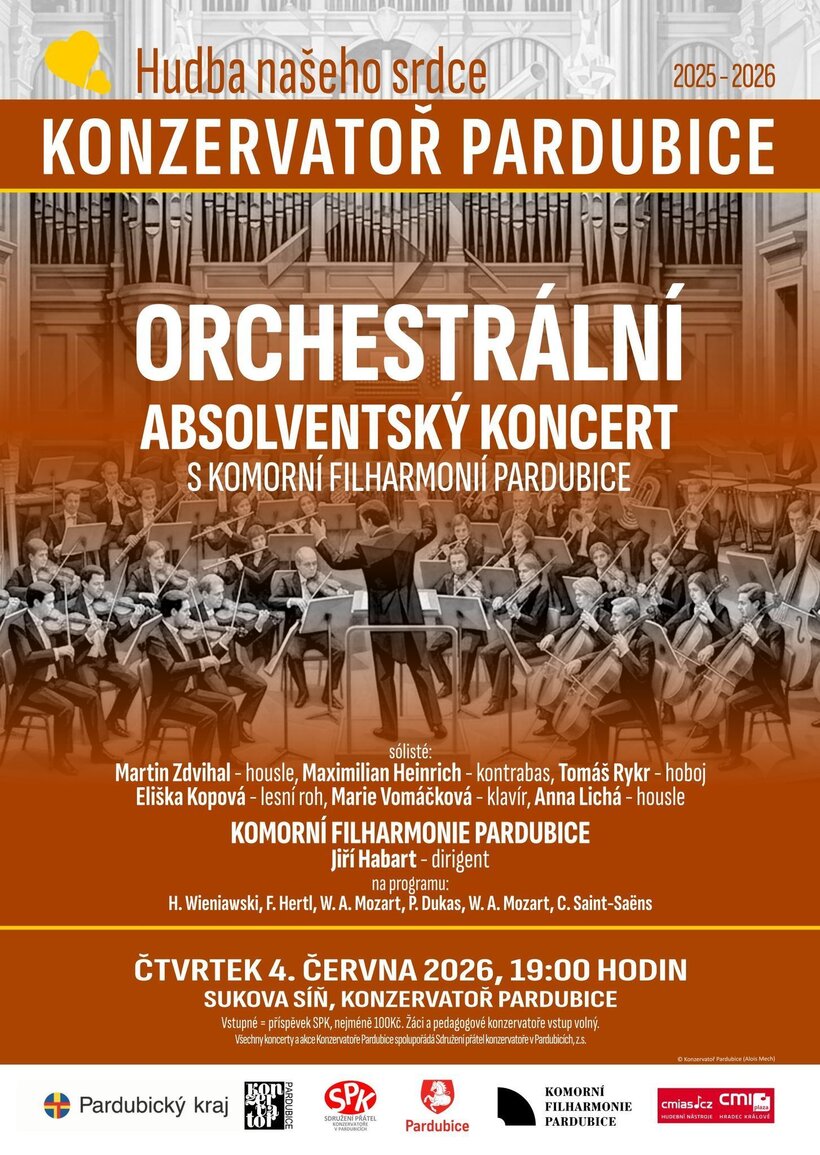 Absolventský orchestrální koncert s Komorní filharmonií Pardubice