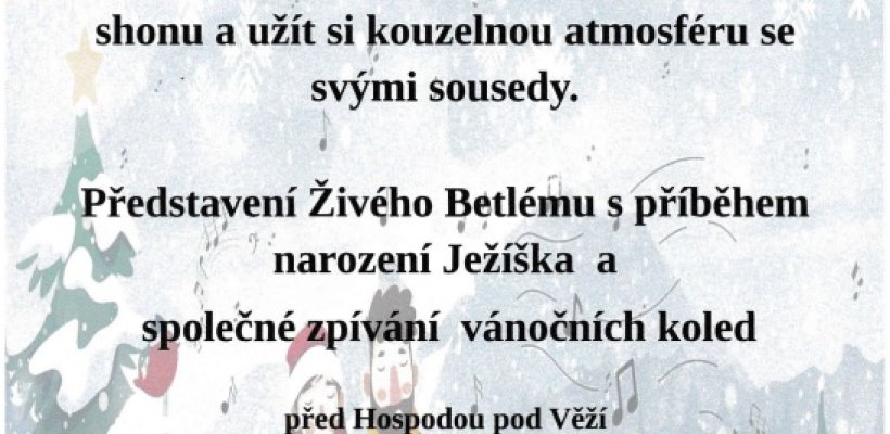Vánoční zpívání pod rozsvíceným stromem