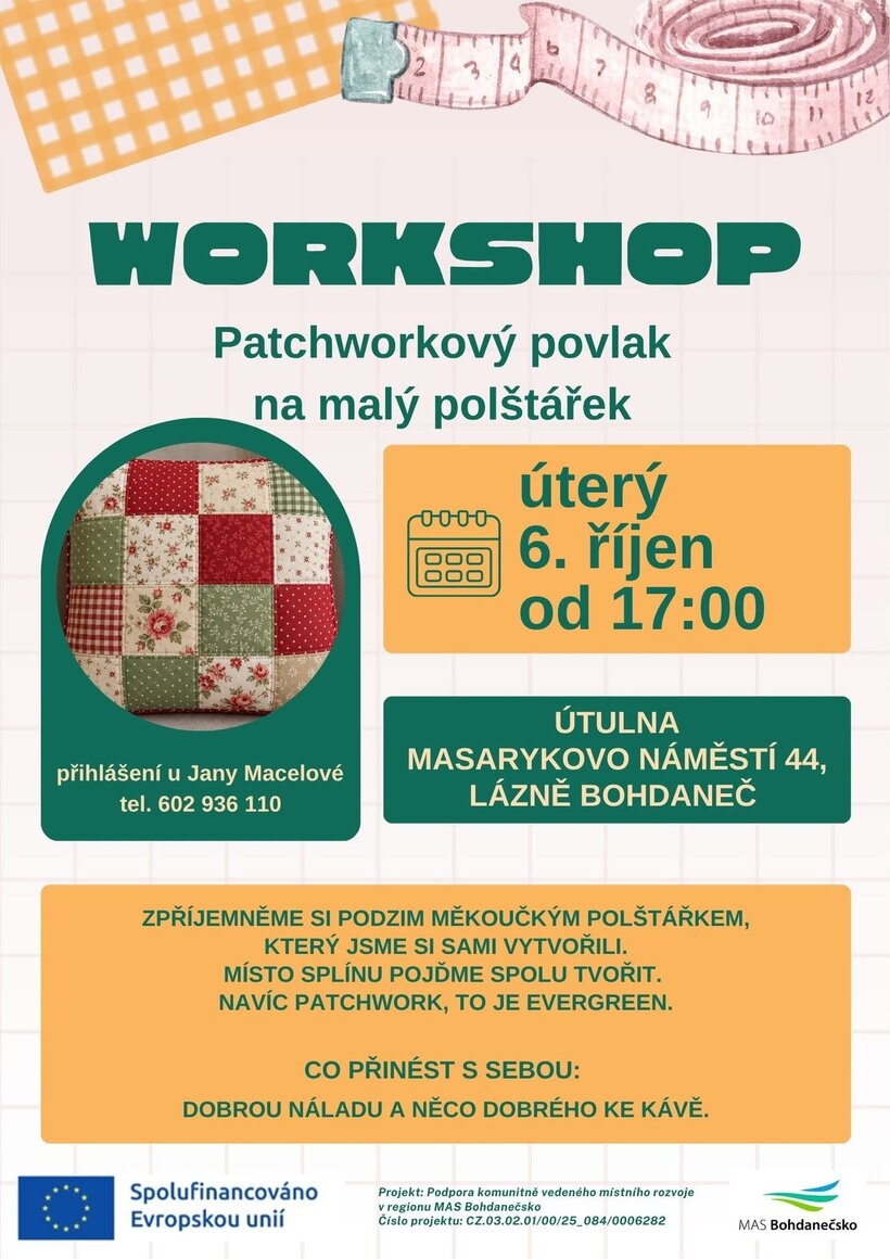 Workshop: Patchworkový povlak na malý polštářek