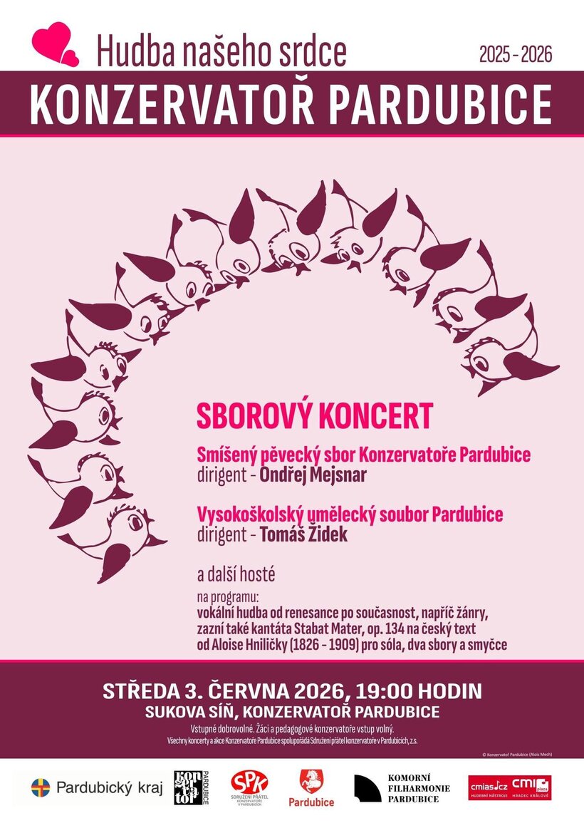 Sborový koncert SPS Konzervatoře Pardubice a VUS Pardubice