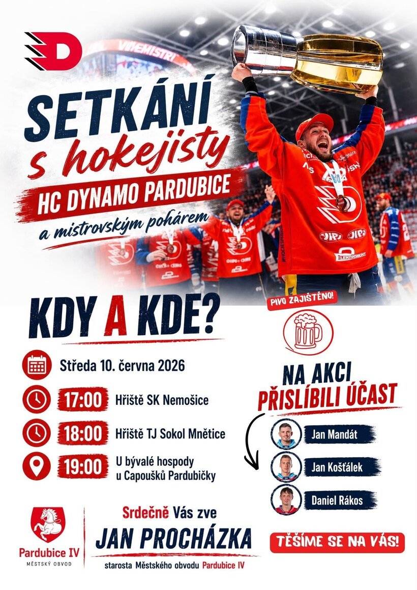 Setkání s hokejisty HC Dynamo Pardubice a mistrovským pohárem
