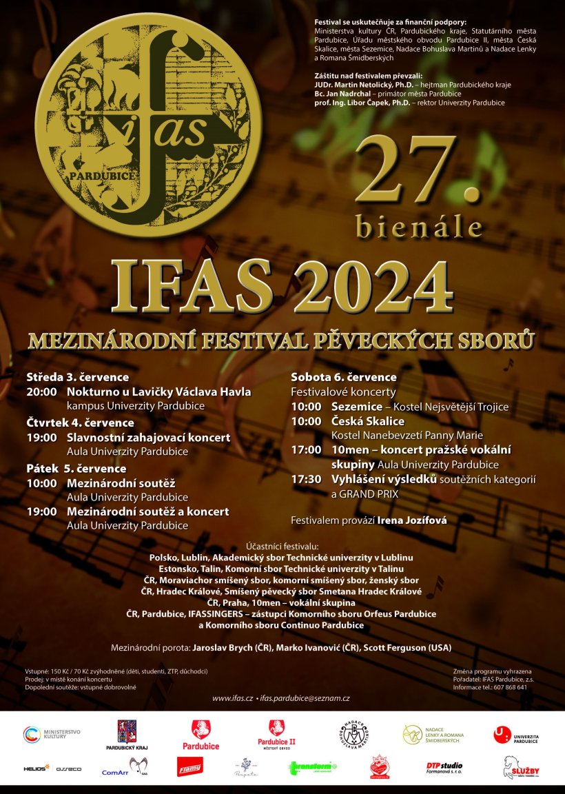 IFAS 2024 Pardubice - Mezinárodní festival pěveckých sborů - Mezinárodní soutěž kategorie A