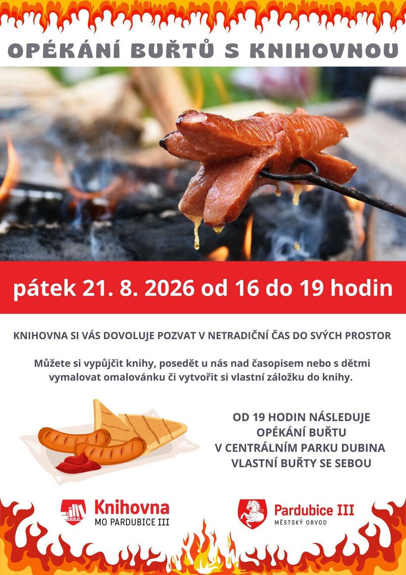 Opékání buřtů s knihovnou