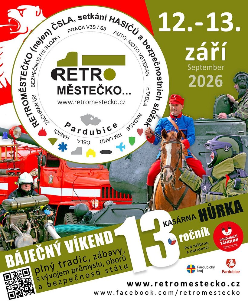 Retroměstečko (nejen) Čsla, setkání Hasičů a bezpečnostních složek 2026