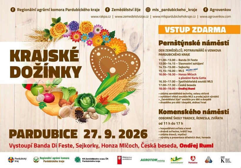 Krajské dožínky Pardubice 2026