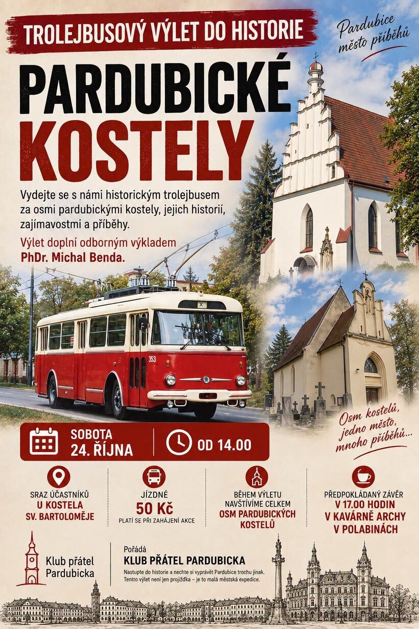 Trolejbusový výlet do historie - Pardubické kostely
