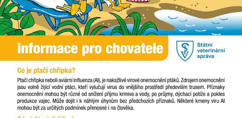 Informace o potvrzení ohniska ptačí chřipky na území obce Zaječice