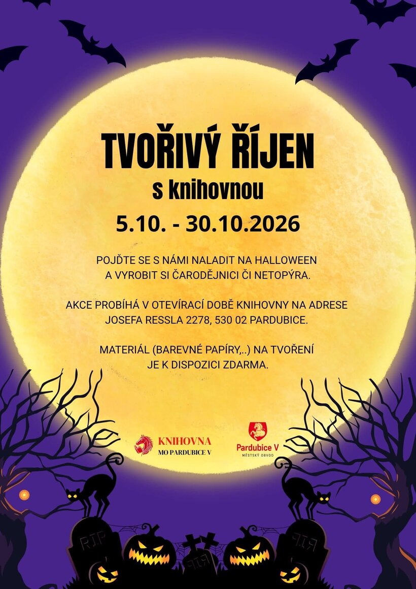 Tvořivý říjen s knihovnou - vyrob si čarodějnici nebo netopýra