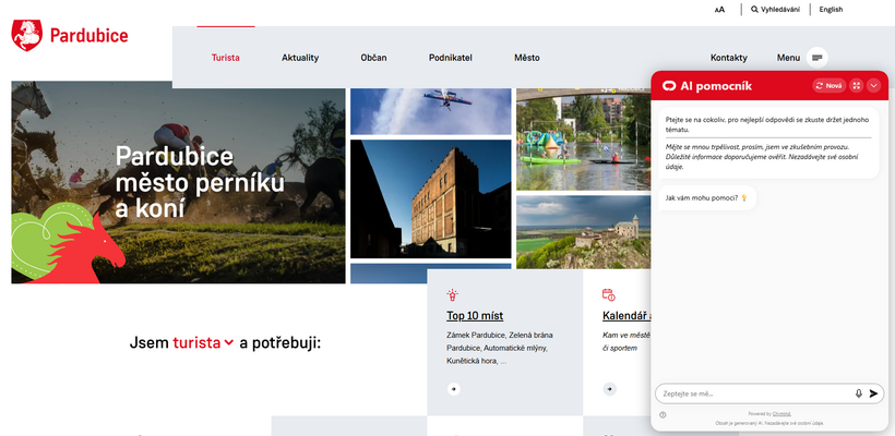 AI pomocník usnadní hledání informací na webu města Pardubic
