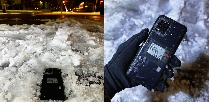 Strážníci zachraňovali Vánoce. Chlapci našli telefon ztracený ve sněhu; Plně naložený košík zloděj na útěku opustil