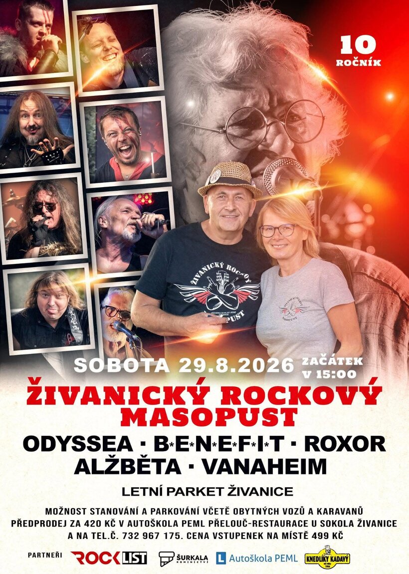 Živanický rockový masopust - 10. ročník Letní parket Živanice