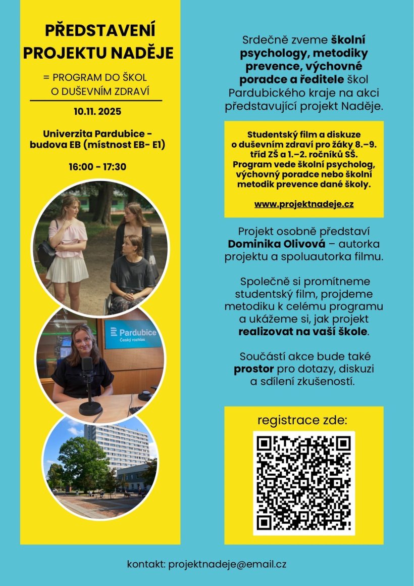 Představení projektu Naděje – program o duševním zdraví do škol