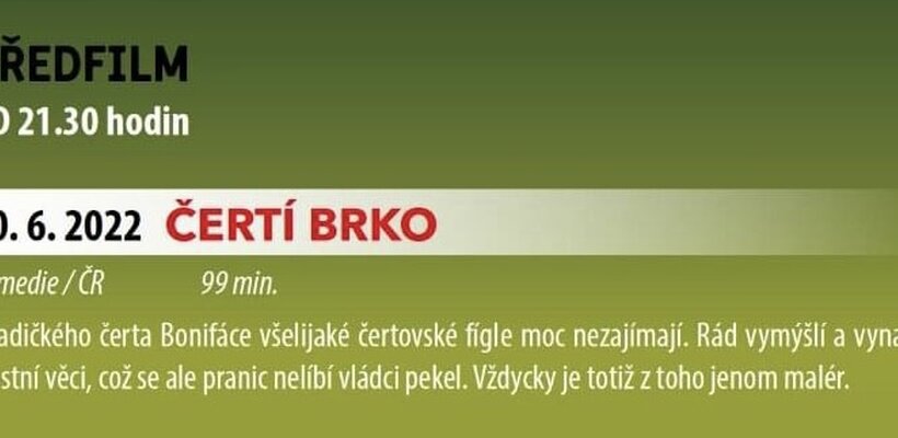 Přijďte dnes do prázdninového kina na Dubině od 21.30 hodin