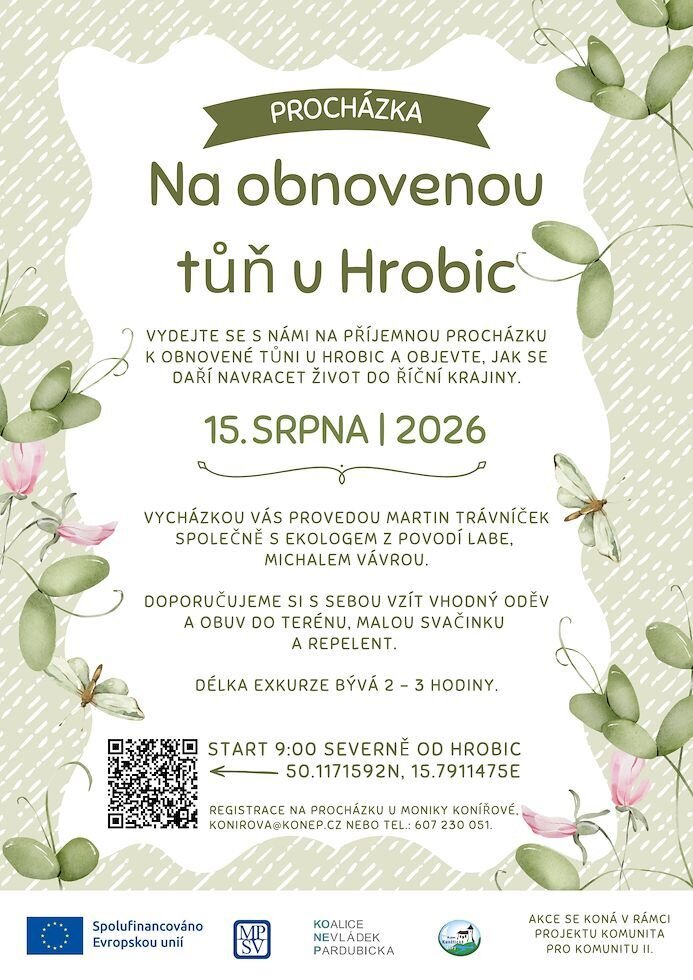 Procházka na obnovenou tůň u Hrobic