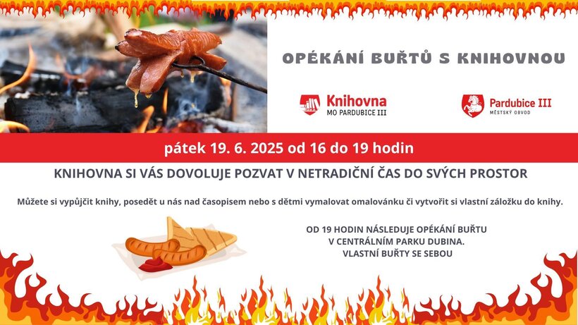 Opékání buřtů s knihovnou